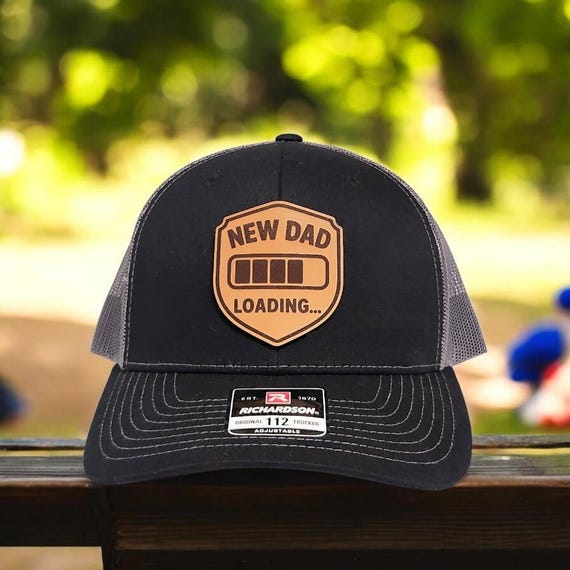 New Dad Leather Patch Hat - New Dad Gift for Expecting Father - First Time Dad Cap - Baby Announcement Gift for Him - Richardson 112
