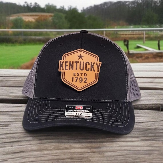 Kentucky Trucker Hat, Kentucky Baseball Cap, Custom Real Leather Patch Hats, Kentucky Hat for Mom or Dad, Wildcats Hat, Richardson 112