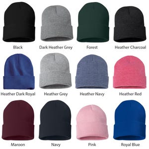 beanie colors, black beanie, heather grey beanie, red beanie, pink beanie, navy beanie, royal blue beanie, maroon beanie, charcoal beanie, green beanie