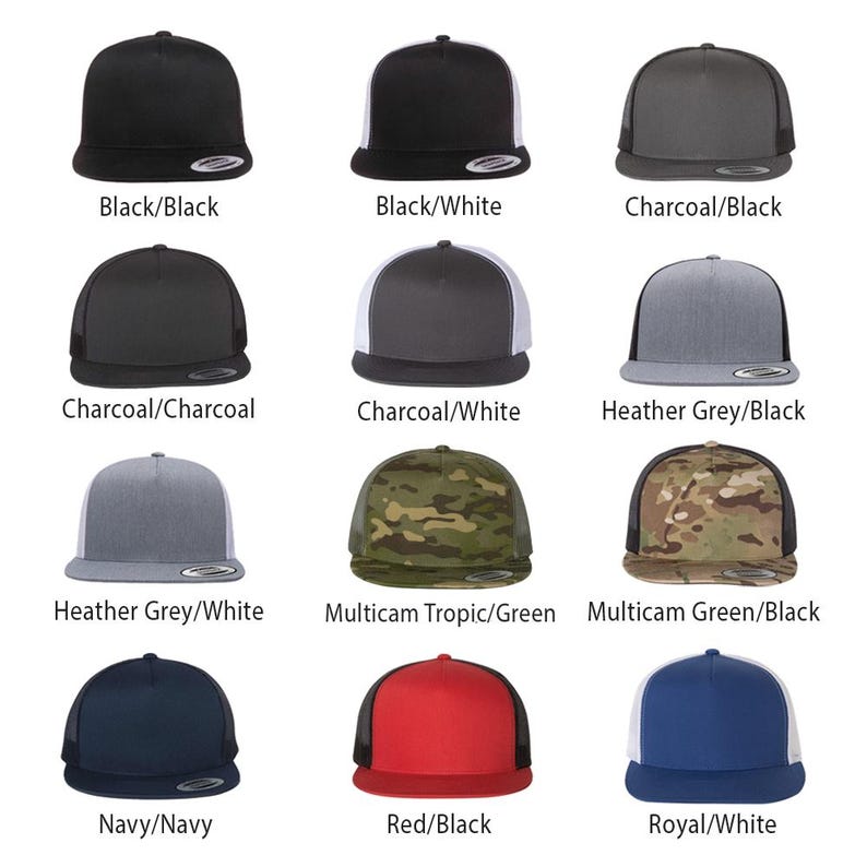 YP Classics 6006 hats with camo available. black hat, camo hat, charcoal hat, red hat, navy hat