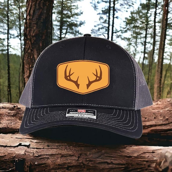Deer Antler Leather Patch Trucker Hat: Camo Hunting Gift