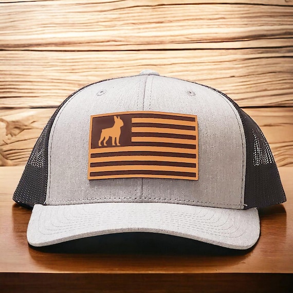 Boston Terrier Gift, Boston Terrier Hat, Trucker Hat, Dog Dad, Terrier Mom, Puppy Gift, Leather Patch Hats, Any Dog Breeds