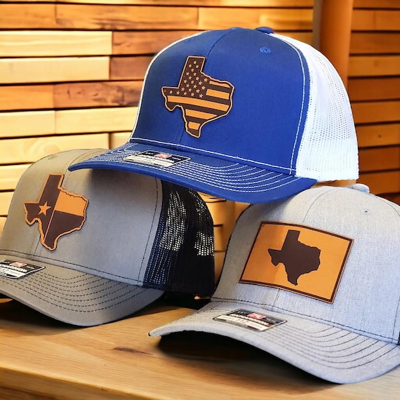Texas Trucker Hat, Texas Flag Hat, Leather Patch Hat, Texas State Hat, Lone Star State, Texas Pride, Richardson 112 and YP Classics, Youth