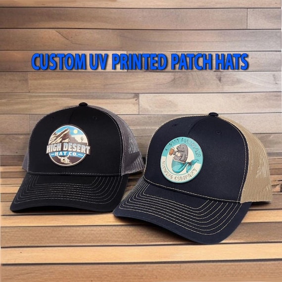 Custom Logo Hats, Business Hats Full Color, Customized Trucker Hats, Personalized Logo or Text, UV Printed on Leatherette, Business Merch
