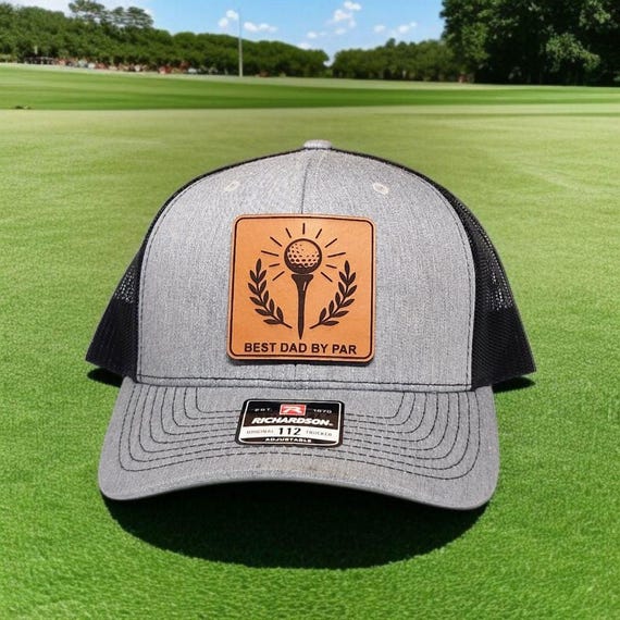 Best Dad by Par Golf Hat, Dad Trucker Hat, Golfing Gift for Dad or Husband for Father's Day, Golf Gift Ideas, Golf Cap, Leather Patch Hat