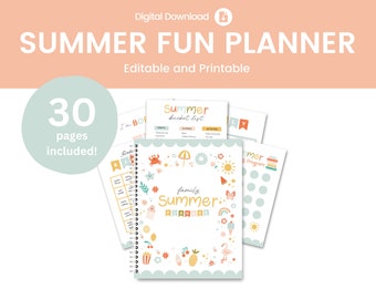 Printable Summer Planner, Summer Vacation Bundle, Kids Summer Bucket List, chore chart, screentime, reading, summer routine, summer activity