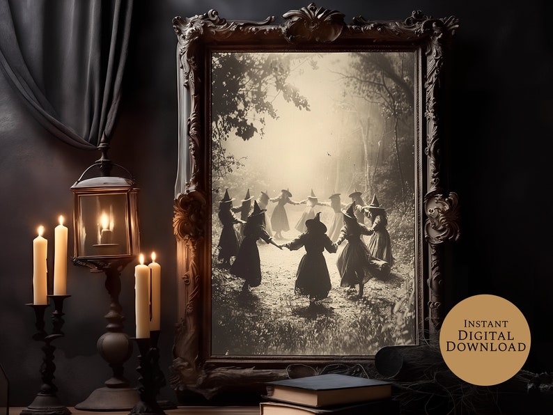 Decoración de pared de brujas, juicios de brujas de Salem, regalos wiccanos, arte imprimible, póster digital imagen 1