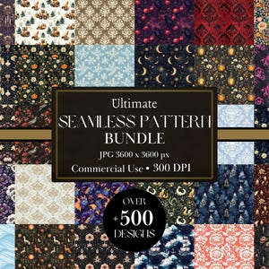 Ultimative nahtlose Muster-Bundle | Witchy Designs für Gothic Wallpaper Dark Academia Decor Dark Cottagecore - Kommerzielle Lizenz