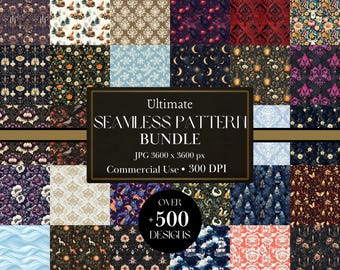 Ultimate Seamless Pattern Bundle | Witchy Designs for Gothic Wallpaper Dark Academia Decor Dark Cottagecore, Moody Vibe - Commercial License