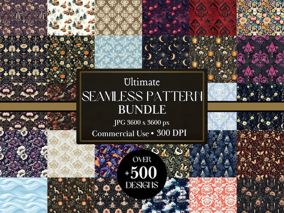 Ultimate Seamless Pattern Bundle | Witchy Designs for Gothic Wallpaper Dark Academia Decor Dark Cottagecore, Moody Vibe - Commercial License