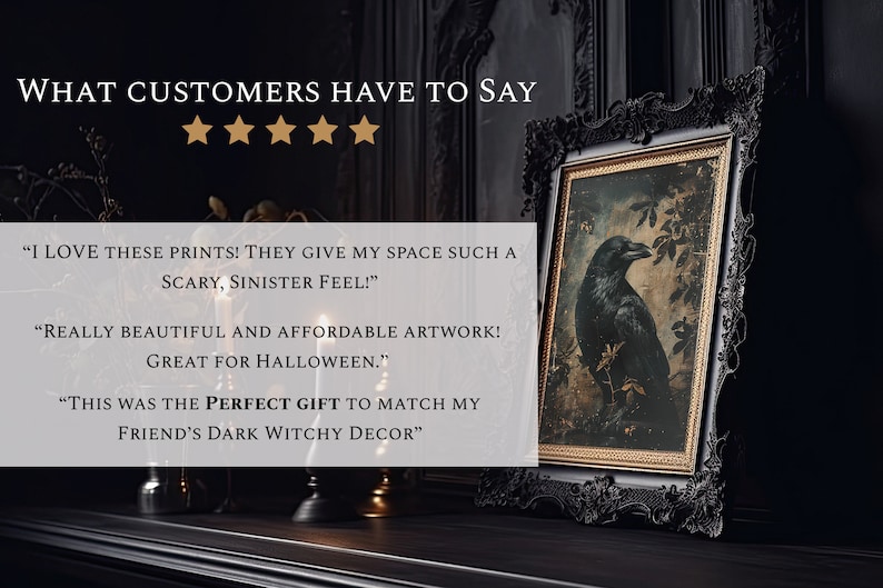 Raven Print Gothic Art Dark Academia Prints Downloads Gothic Art Dark Cottagecore Gothic Wall Decor | Moody Wall Art | Pastel Goth image 8