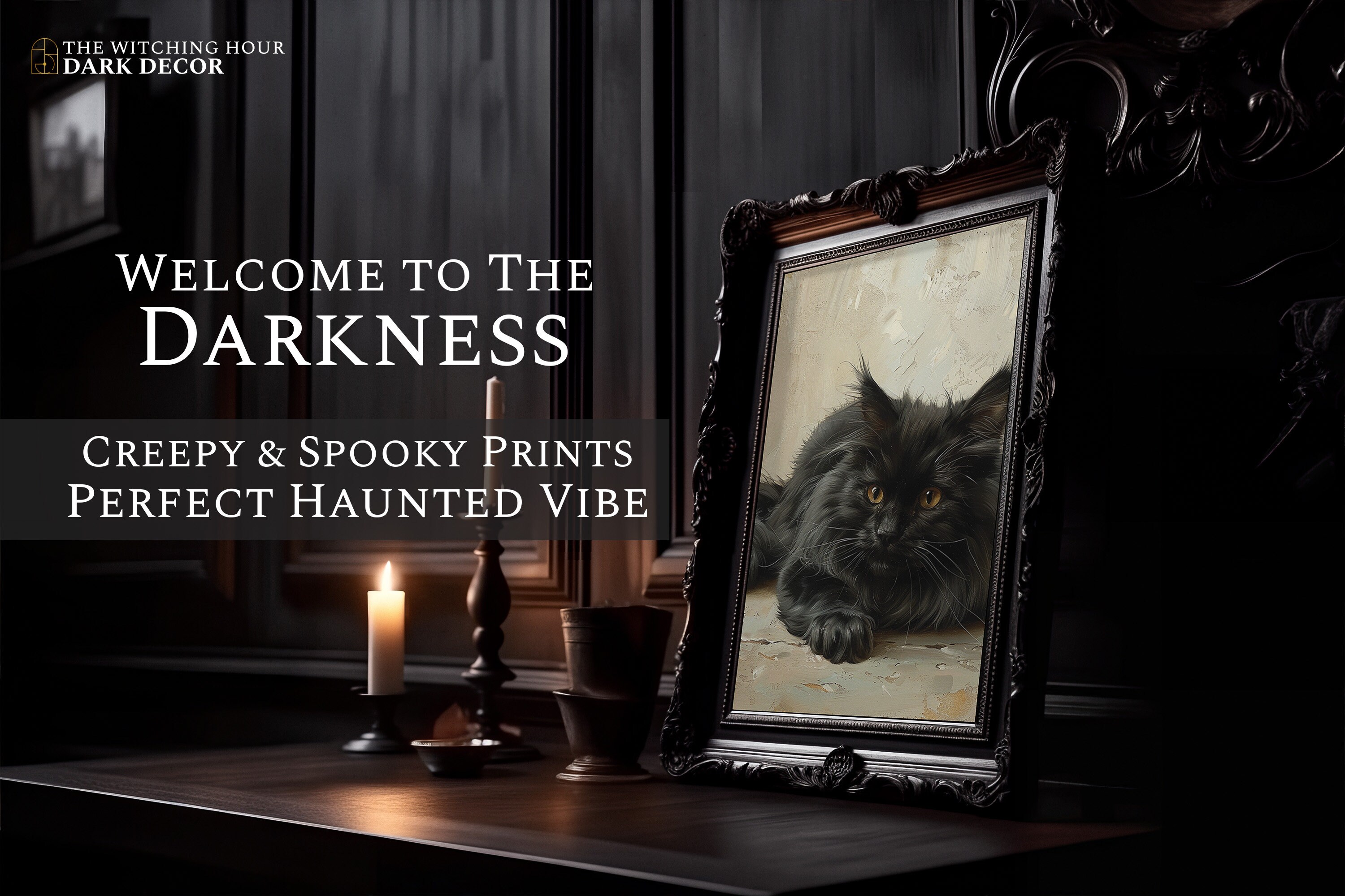 Black Cat Print Victorian Wall Art Surreal Art Dark Academia Digital ...