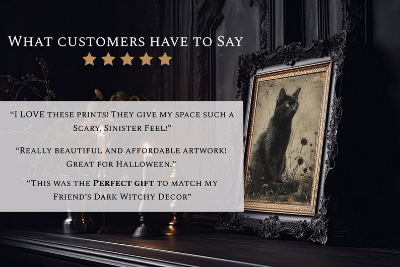Fall Pastel Black Cat Painting Fall Wall Art Rustic Home Decor Black Cat Cat Lover Gift Cat Decor Vintage Halloween | Dark Art image 8