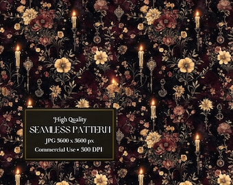 Viktorianische Gothic dunkel nahtlose Muster Floral nahtlose Muster Vintage Herbst Halloween Halloween Aquarell Halloween Kunst - Kommerzielle Nutzung