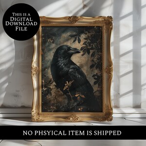 Raven Print Gothic Art Dark Academia Prints Downloads Gothic Art Dark Cottagecore Gothic Wall Decor | Moody Wall Art | Pastel Goth image 4
