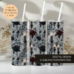 Dark Gothic Seamless Pattern With Victorian Candles And Roses For Halloween Seamless Pattern Pattern File Digital Wallpaper - Commercial Use image 4
