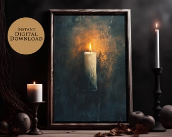 Dark Cottagecore Art, Cottagecore, Dark Aesthetic Candle, Printable Art, Dark Academia Decor, Cottagecore Decor, Gothic