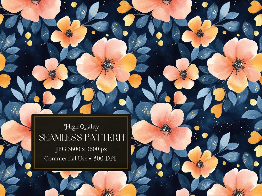 Watercolor Floral Seamless Pattern Pink Flowers Digital Paper Vintage ...