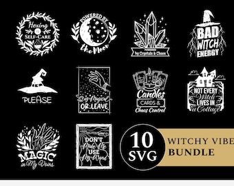 Witchy SVG-Bundle | Halloween SVG für Cricut Cut Datei | Mond und Magie Silhouette Hexerei PNG für Sublimationsdesign und Kunsthandwerk