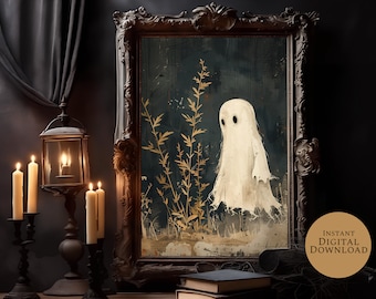 Cute Ghost Fall Home Decor Rustic, Wildflower Print Rustic Home Decor, Digital Print, Digital Poster