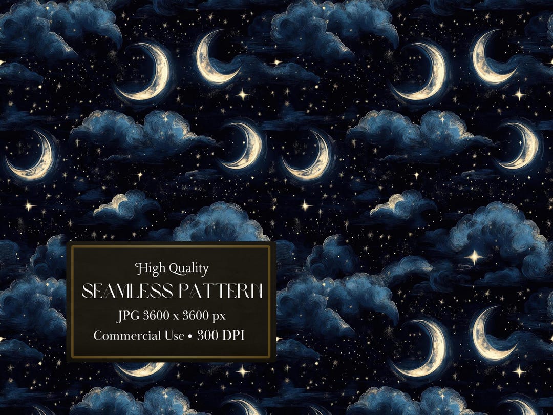 Celestial Seamless Pattern Seamless Pattern Digital Wallpaper With Moon ...
