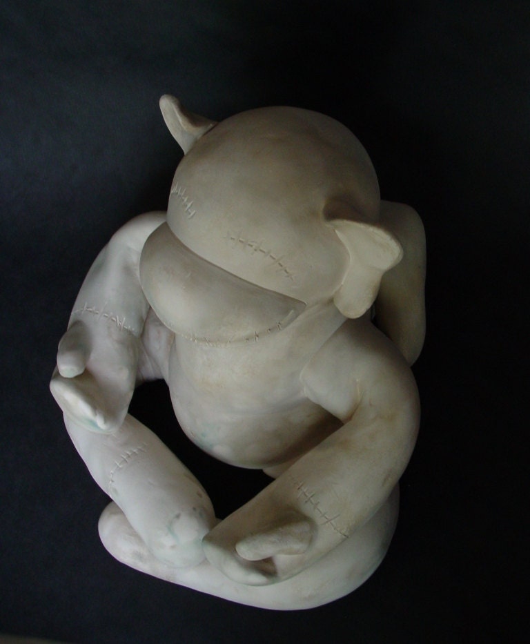 Zen ceramic sock monkey sculptureCUSTOM ORDER Etsy