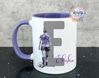 Football Mugs | Personalised Football Alphabet Mugs | Stocking Fillers | Christmas Gift | Birthday Mugs | Girl Football | Alphabet Football
