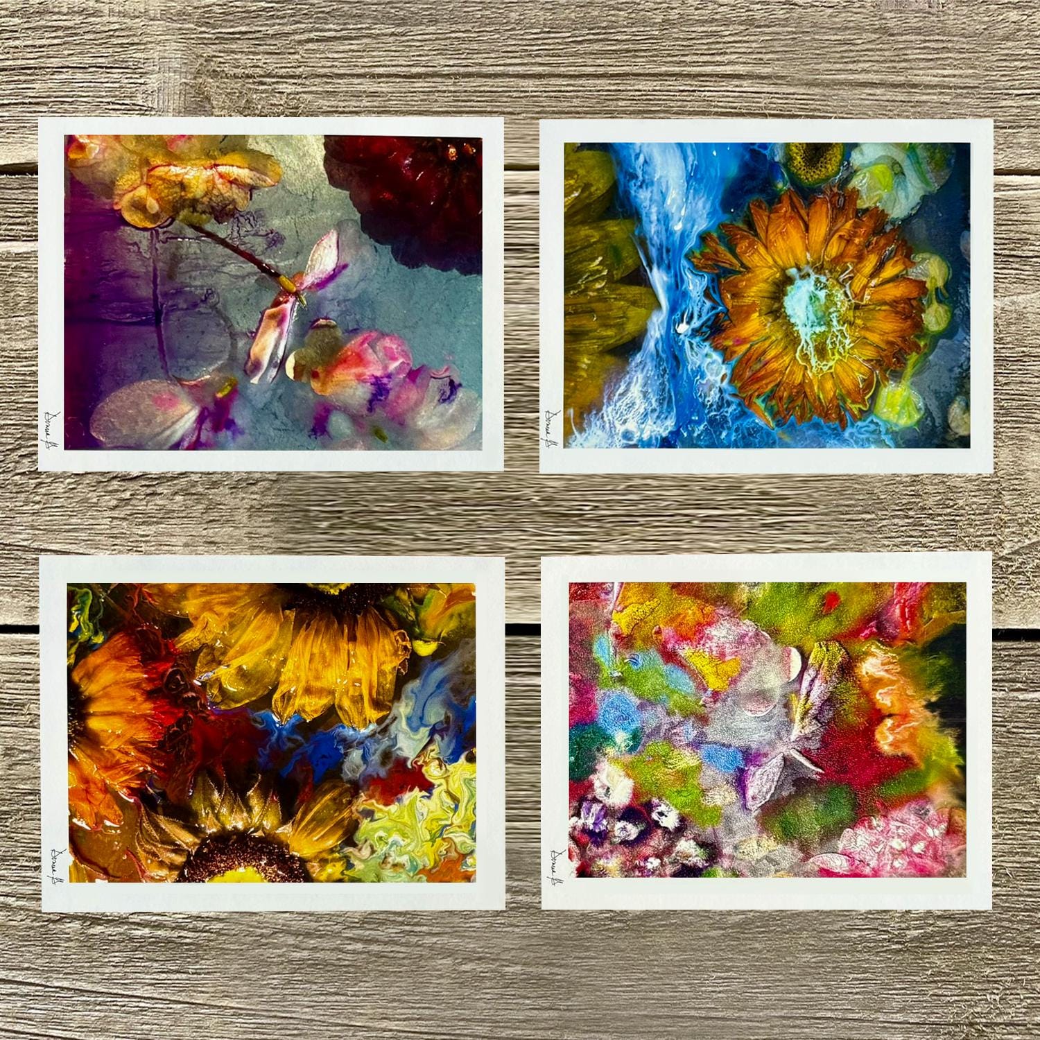 Abstract Floral Notecards - 12-piece Set #4 With Envelopes | Blank ...