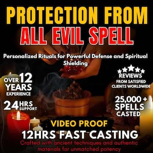 PROTECCIÓN CONTRA TODO MAL Hechizo / Escudo de Energía Oscura / Armadura Espiritual / Bloqueo del Mal / Defensa Psíquica / Eliminación de Maldiciones / Protección del Aura
