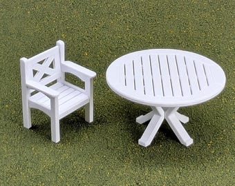 Table ronde de patio à l'échelle 1:24 (demi-échelle) - Hauteur : 3,8 cm