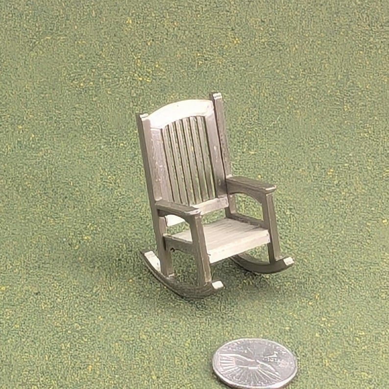 Patio Rocking Chair 1:24 Half Scale - 2" tall - also available as a set Metallic Bronze