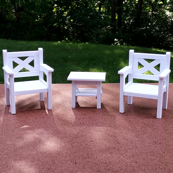 Patio Chair Furniture Set for your Garden/Dollhouse - 2 chairs and a table in 1:12 scale