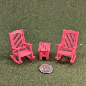 Patio Rocking Chair 1:24 Half Scale - 2" tall - also available as a set Pink