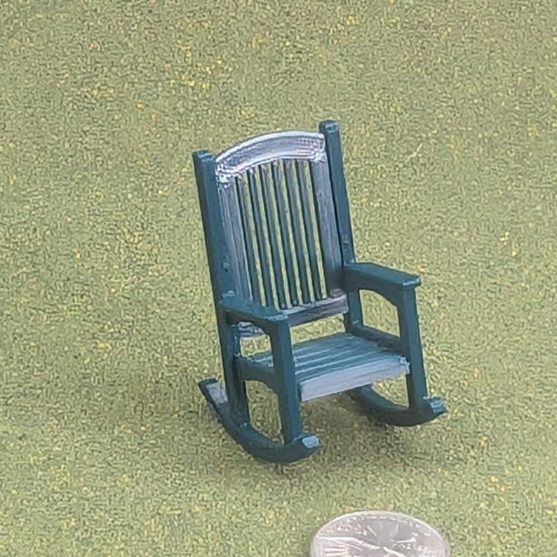 Patio Rocking Chair 1:24 Half Scale - 2" tall - also available as a set Green