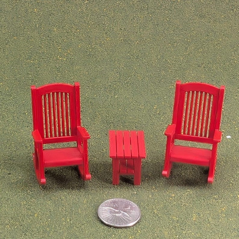 Patio Rocking Chair 1:24 Half Scale - 2" tall - also available as a set Ruby Red