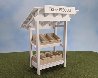 1:12 Scale Farmers Market Stand with Crates    - 7" tall