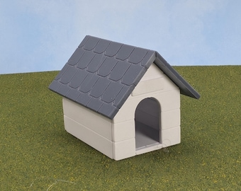 オプションのパーソナライズされた看板付きミニチュア犬小屋 - 1:12スケール