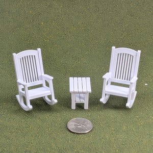 Patio Rocking Chair 1:24 Half Scale - 2" tall - also available as a set White