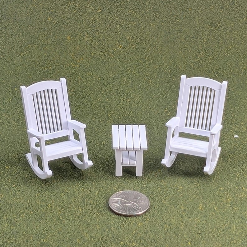 Patio Rocking Chair 1:24 Half Scale - 2" tall - also available as a set White