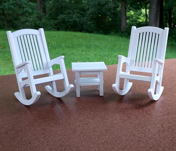 Patio Rocking Chair Set for your Garden/Dollhouse - 2 chairs and a table in  1:12 scale