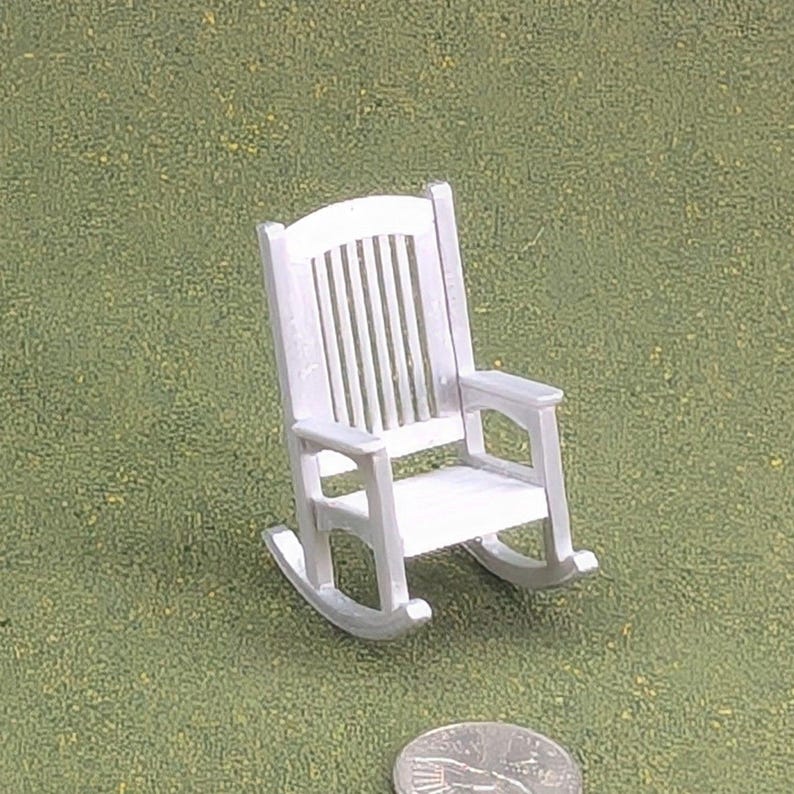 Patio Rocking Chair 1:24 Half Scale - 2" tall - also available as a set Metallic Silver