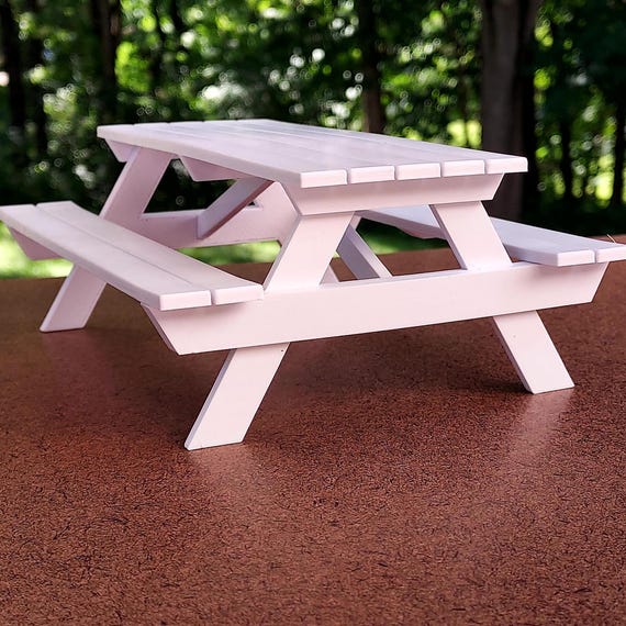 Picnic Table for dollhouse  or table centerpiece,  1:12 scale - 6" long x 5" wide x 2.5" tall