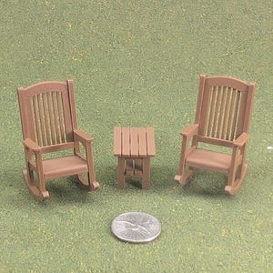 Patio Rocking Chair 1:24 Half Scale - 2" tall - also available as a set Brown
