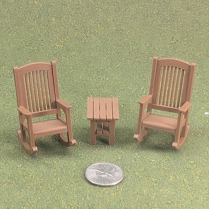 Patio Rocking Chair 1:24 Half Scale - 2" tall - also available as a set Brown