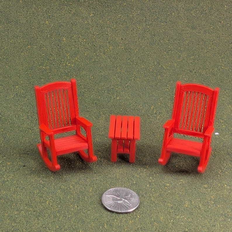 Patio Rocking Chair 1:24 Half Scale - 2" tall - also available as a set Red