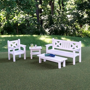 Patio Bench Furniture Set for your Garden/Dollhouse 1:12 scale