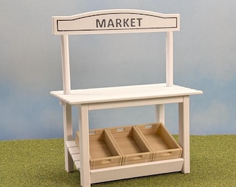 1:12 Scale Seasonal Market Stand with crates - personalized sign available -  - 5 " tall