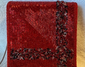 Vintage Delill Red beaded purse