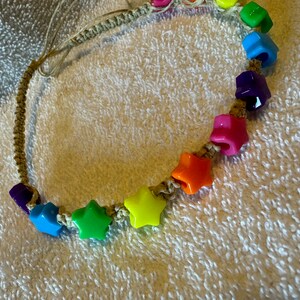 Handmade Natural Hemp necklace with Rainbow Star Beads hippy boho surfer macrame image 2