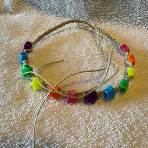 Handmade Natural Hemp necklace with Rainbow Star Beads hippy boho surfer macrame image 4